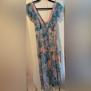 HEMANT & NANDITA Pink and Blue Maxi Dress